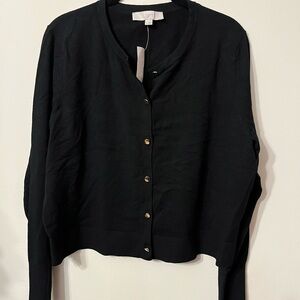 NWT LOFT black cardigan size XL